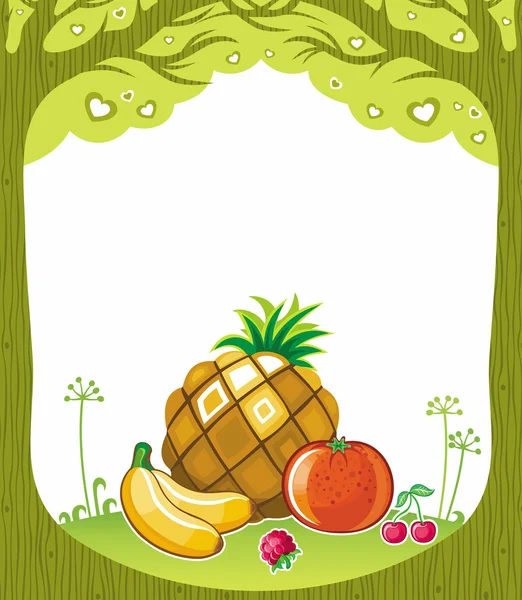 Marco natural con composición de fruta madura — Vector de stock