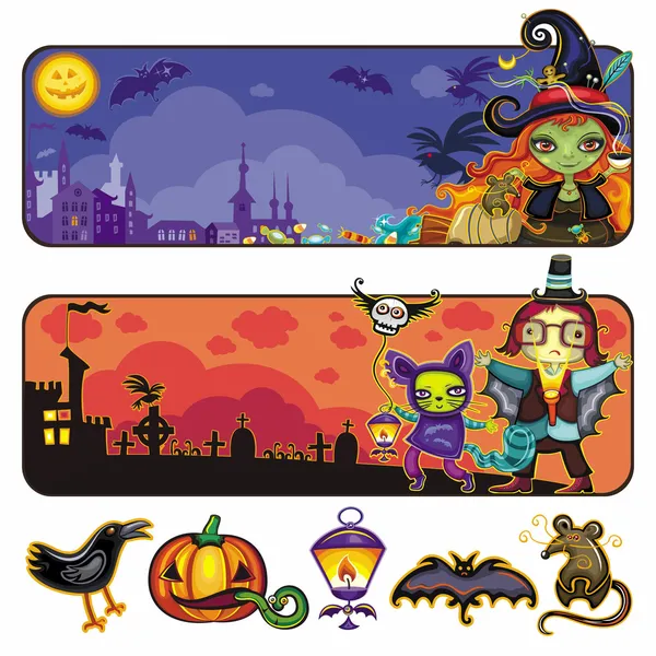 Bannières de dessin animé Halloween. partie 2 — Image vectorielle