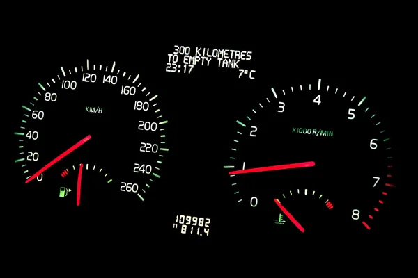 Speedometer at night — Stock Photo, Image