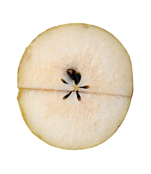 Cut pear slice with seeds — Stock Photo, Image
