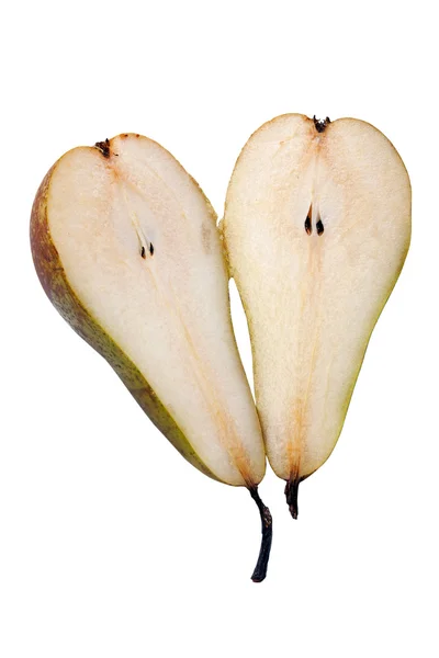 Green pear halves with seeds — Stock Photo, Image