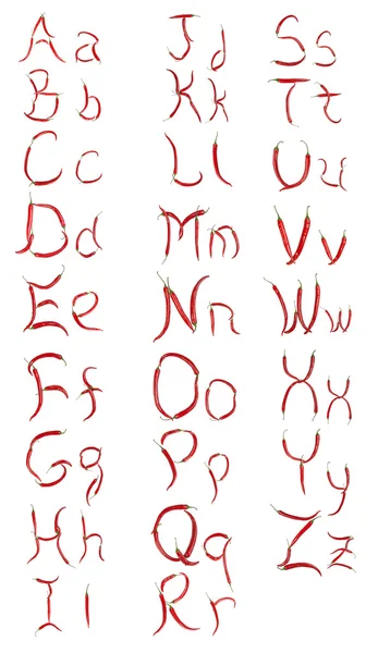 English alphabet made from chili — Stock Photo, Image