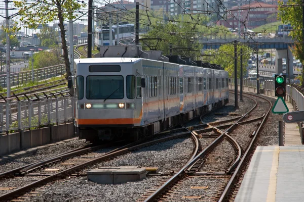 Subway moving on rails — Stock Photo, Image