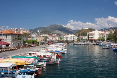 City harbor in marmaris clipart