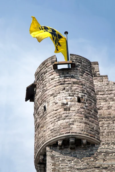 Medieval tower with flag — Stock Photo, Image