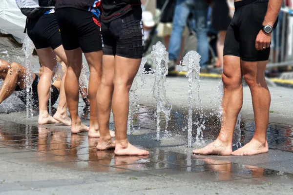 stock image Bikers in the fountain