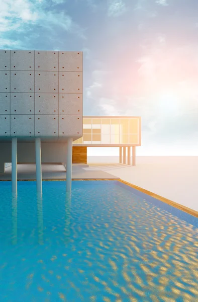 Pool och soluppgång — Stockfoto