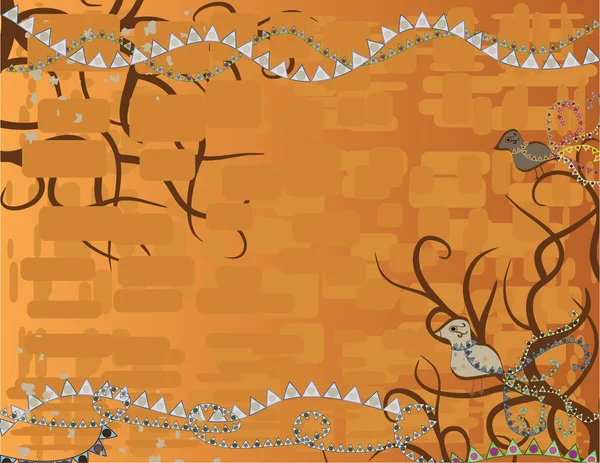 Оранжевый фон с нарисованными от руки слонами — стоковый вектор