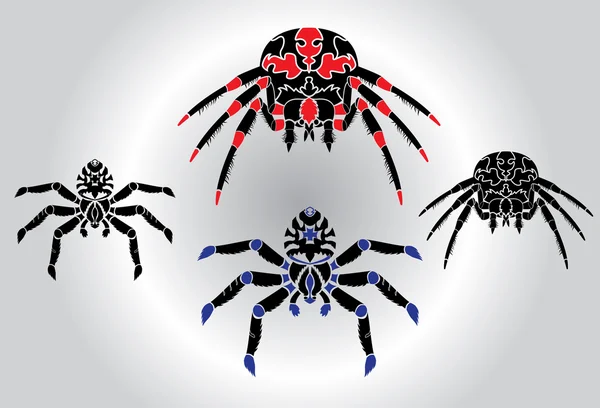 거미 silhouetts 세트 — 스톡 벡터