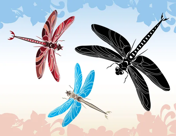 Dragonfly stencil vectorillustratie — Stockvector