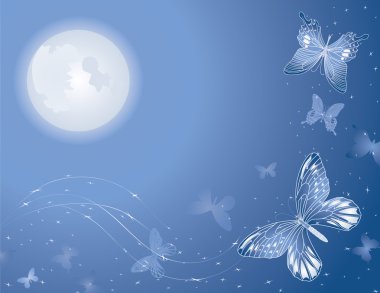 Magic lunar butterfly background clipart