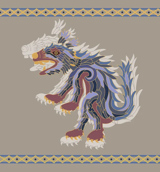 Illustration vectorielle aztèque traditionnelle du coyote — Image vectorielle