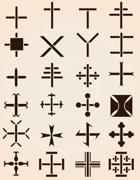 別の十字のステンシル ベクトル図を設定します。 — ストックベクタ