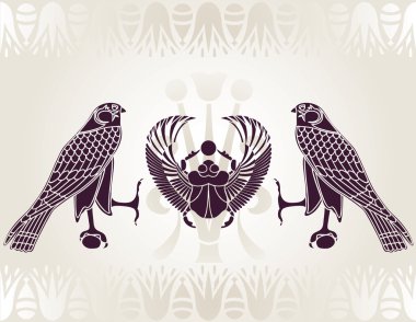 Egyptian Horus and Scarab stencil