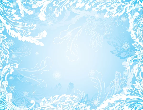 Niebieskie tło zima mrożone z płatki śniegu — Wektor stockowy