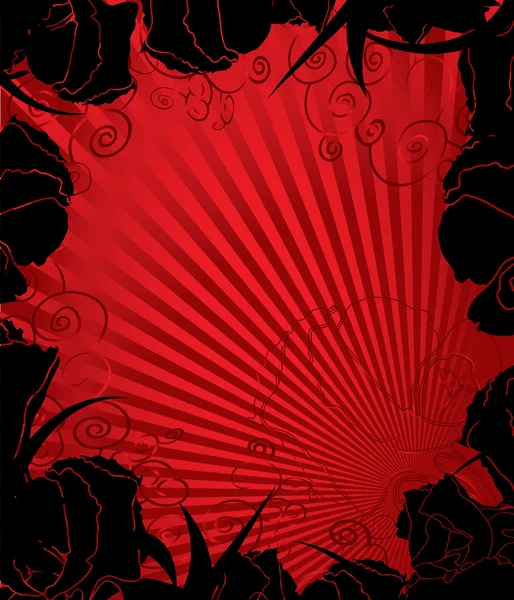 Черный и красный цветочный фон — стоковый вектор