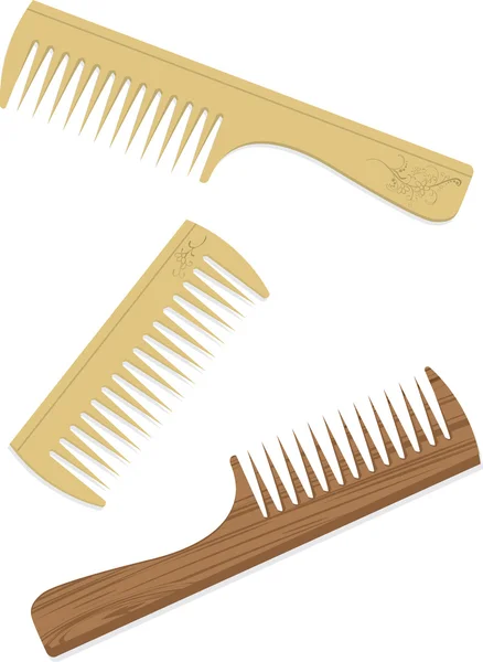 Set of wooden combs — Stock Vector