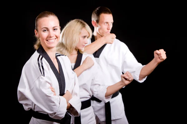 No exercício de artes marciais quimono — Fotografia de Stock