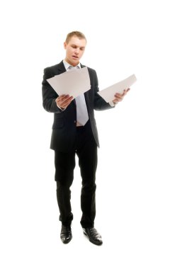 Young man with some documents clipart