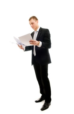 Young man with some documents clipart