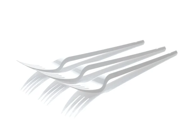 Tres tenedores de plástico — Foto de Stock