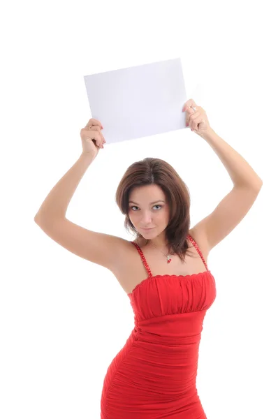 Sexy woman with blank doc. — Stock Photo, Image