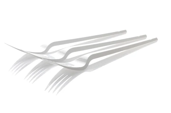Tres tenedores de plástico — Foto de Stock