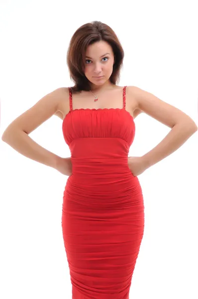 Femme sexy en robe rouge — Photo