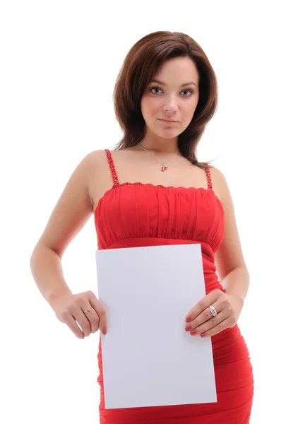 Sexy woman with blank doc. — Stock Photo, Image