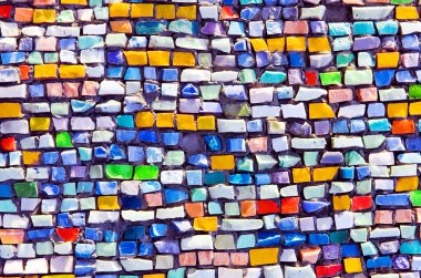 horizontal colorful mosaic texture on wall clipart