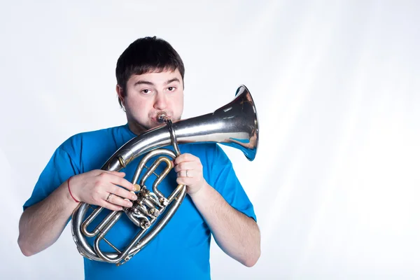 stock image Man playing his French horn