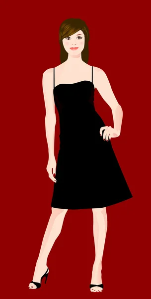 Flicka i svart klänning — Stock vektor