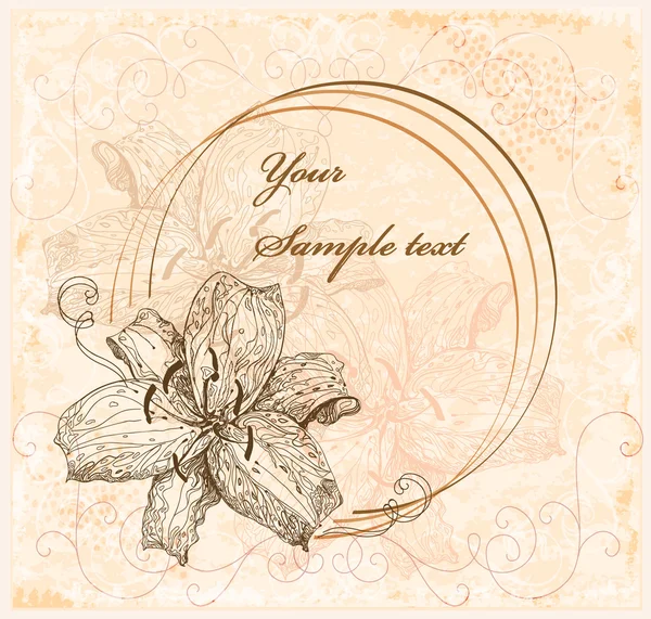 Carte de vœux vintage avec lilias — Image vectorielle