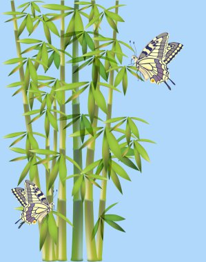 Batterflies and bamboo clipart