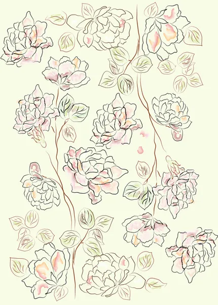无缝纹理与玫瑰 — 图库矢量图片