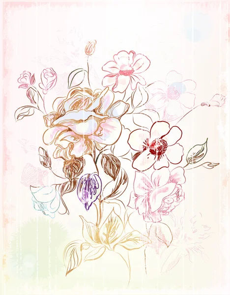 Desenho vintage das flores — Vetor de Stock
