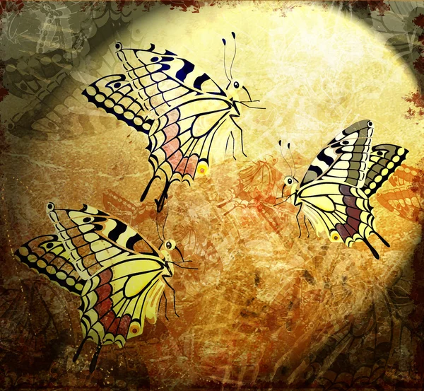 Vintage background with butterflies — Stock Photo, Image
