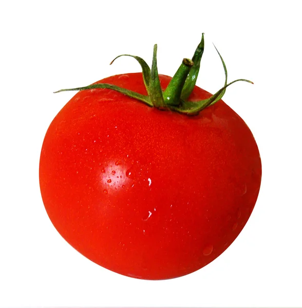 Κόκκινη ντομάτα απομονωμένη σε λευκό — Φωτογραφία Αρχείου