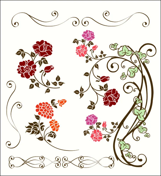 Conjunto de decoración Rose — Vector de stock