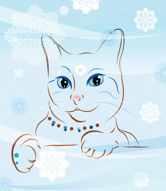 Cat and snowflakes clipart