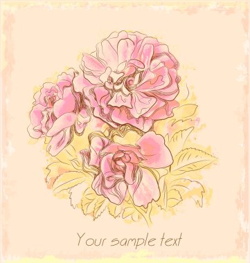 Autumnal roses on the old paper clipart