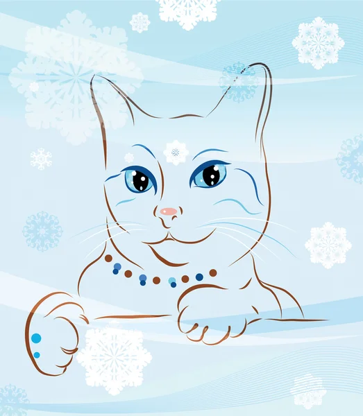 Kot i płatki śniegu — Wektor stockowy