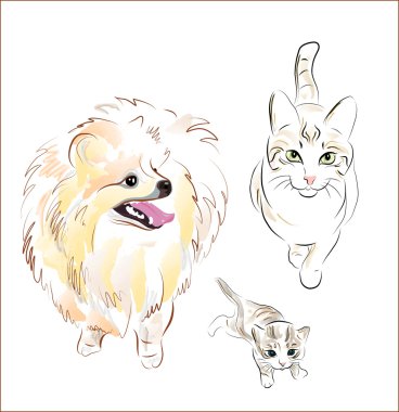 Dog and cats clipart