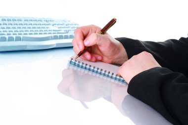 Man's hand with pen clipart