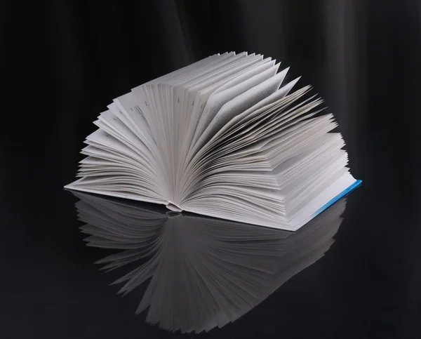 O livro aberto em um fundo escuro — Fotografia de Stock