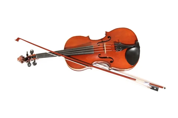 Violino isolado em branco e refletido — Fotografia de Stock