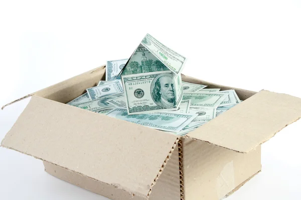 Kutu ve düşen para — Stok fotoğraf