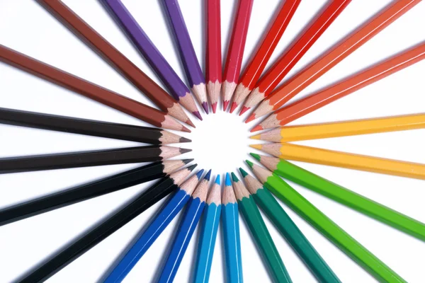 Assortment of colored pencils with shado — Stock Photo, Image