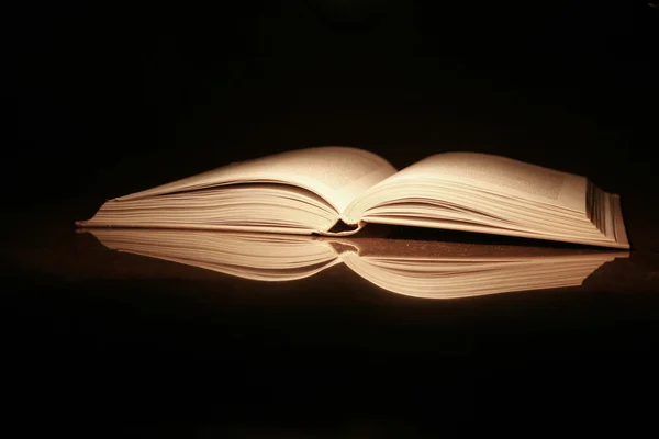 Il libro aperto su uno sfondo scuro — Foto Stock