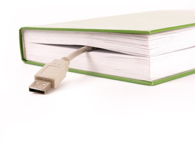 Book and usb cable fragment clipart